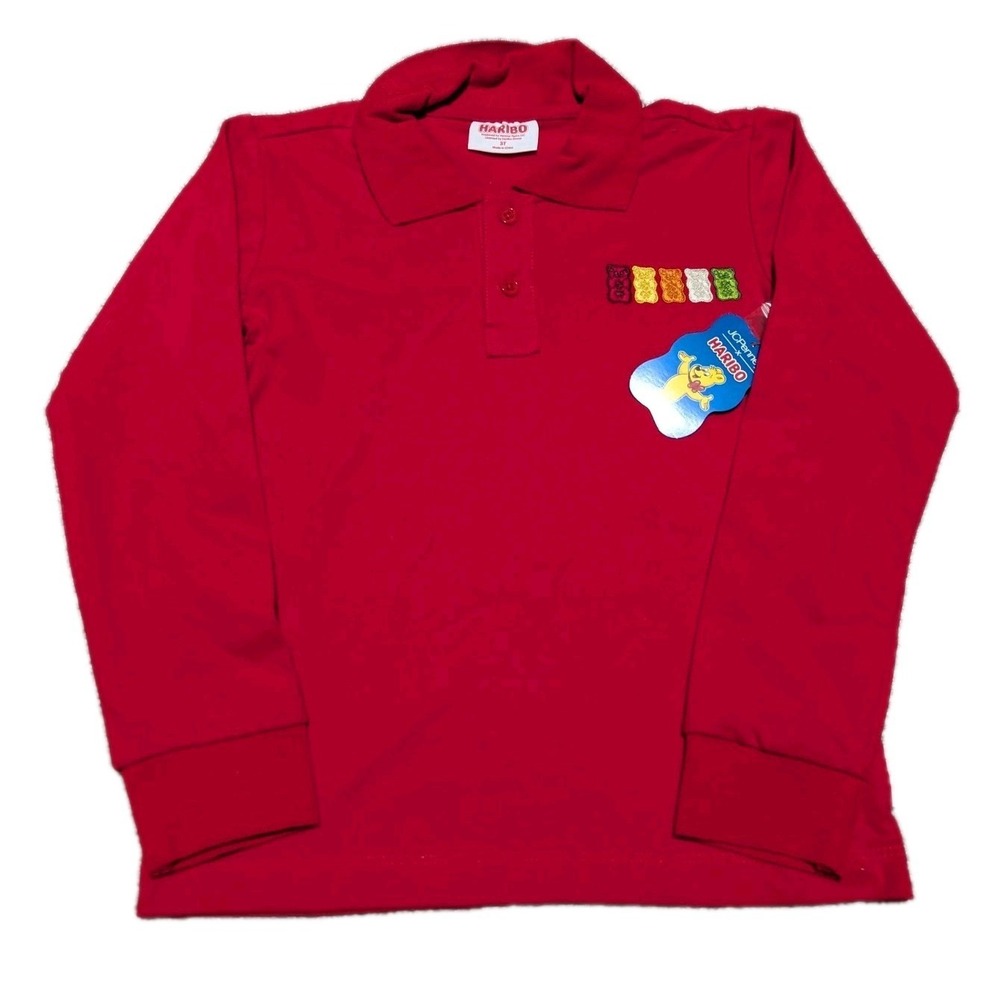Haribo Kids 3T Long Sleeve Red Polo  Shirt New‎ With Tags 34.00 Retail